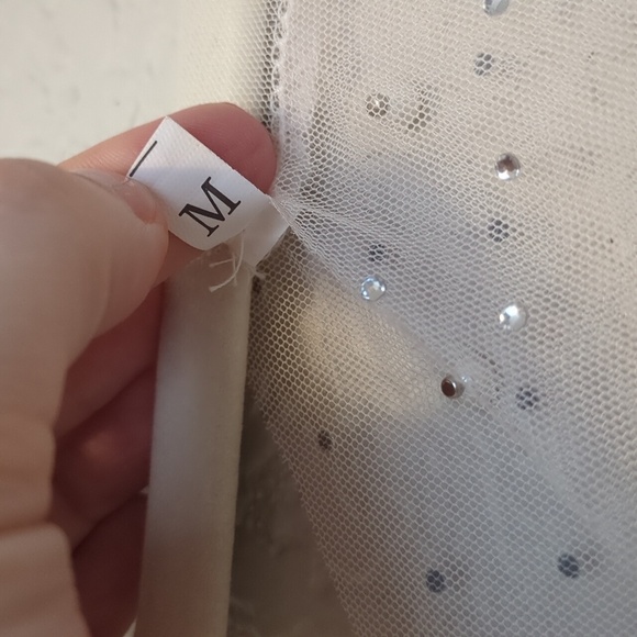 Amazon cream mesh sheet pearl studded long sleeve maxi length swim cover up - Picture 8 of 11